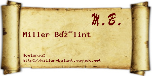 Miller Bálint névjegykártya